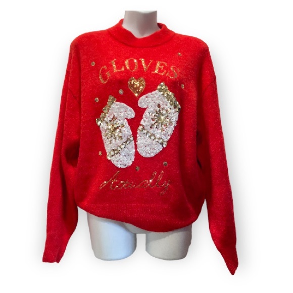 H&M Christmas Knit Sweater wool blend with Sequin Motif size:XS - Picture 3 of 13
